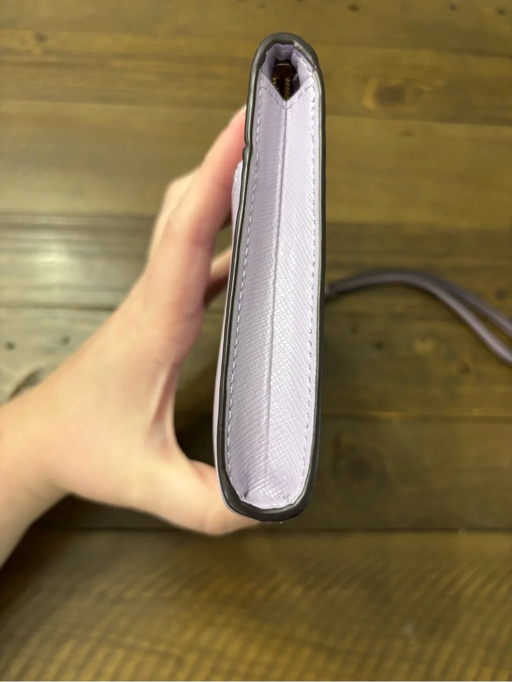 Kate Spade Lavender Zip Wristlet Clutch with Gold Hardware